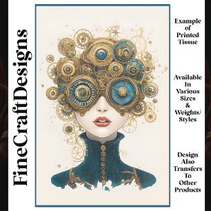 Chic Steampunk Female Portrait N8 Decoupage Tissue Paper