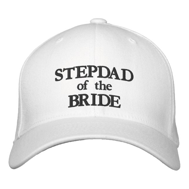 Chic Stepdad of the Bride black and white wedding Embroidered Hat (Front)