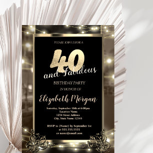 Chic String Lights 40th Birthday Party Invitation