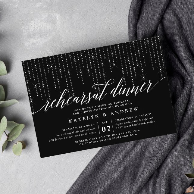 Chic String Lights Rehearsal Dinner Invitation (Creator Uploaded)