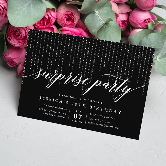 Chic String Lights Surprise Party Invitation (Creator Uploaded)