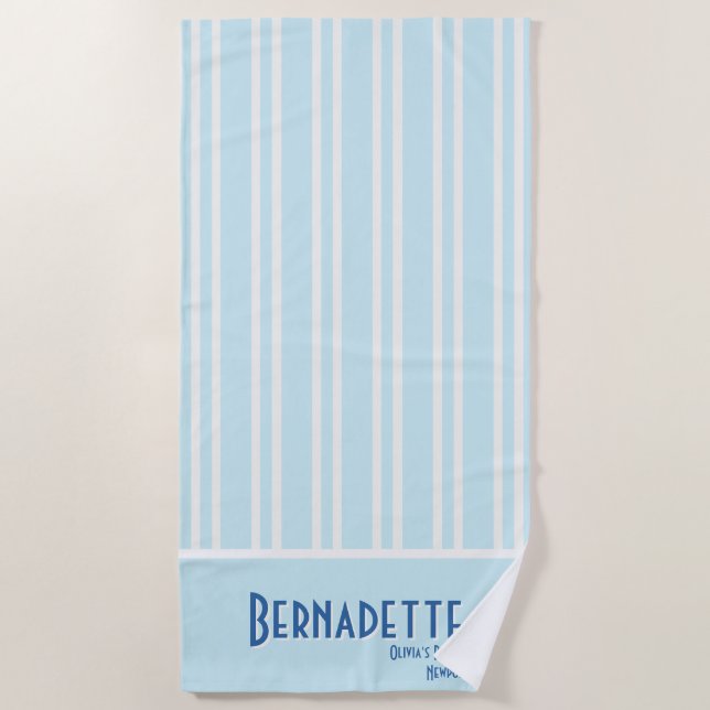 Chic Stripe Bachelorette Beach Towel (Front)