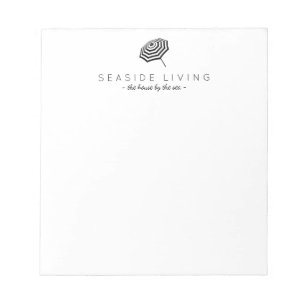 Chic Striped Beach Umbrella Logo Notepad