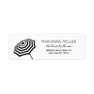 Chic Striped Beach Umbrella Logo Return Address Label