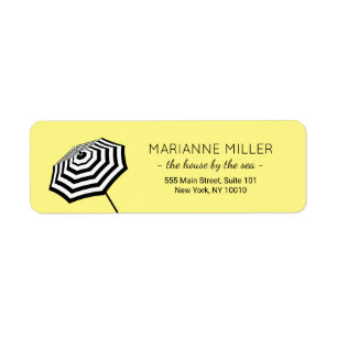 Chic Striped Beach Umbrella Logo Yellow Return Address Label