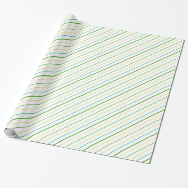 Chic Striped Wrapping Paper: Yellow, Green, White Wrapping Paper (Unrolled)