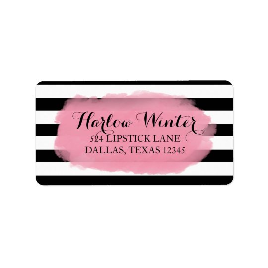 Chic Stripes | Black White Pink Address Label