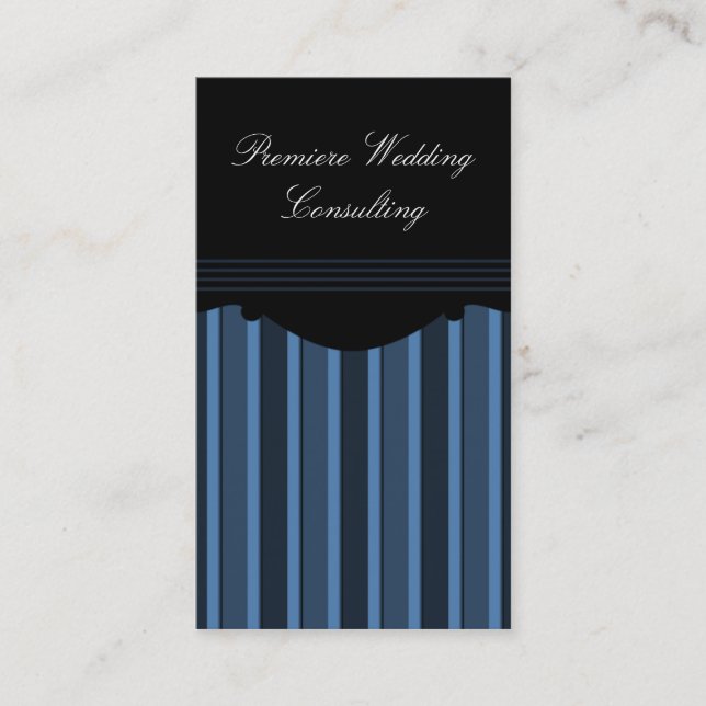 Chic Stripes Business Card, Dark Blue Card (Front)