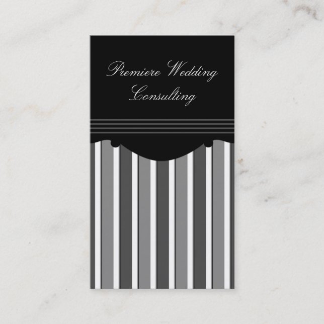 Chic Stripes Business Card, Grey Card (Front)