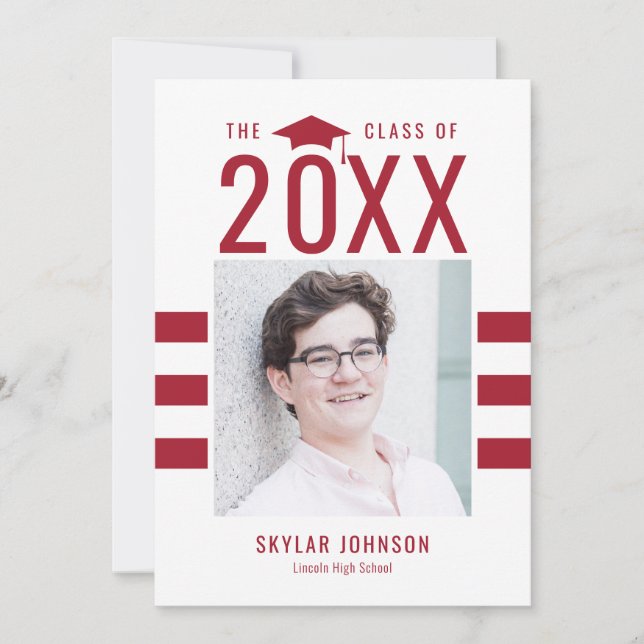 Chic Stripes EDITABLE COLOR Graduation Invitation (Front)