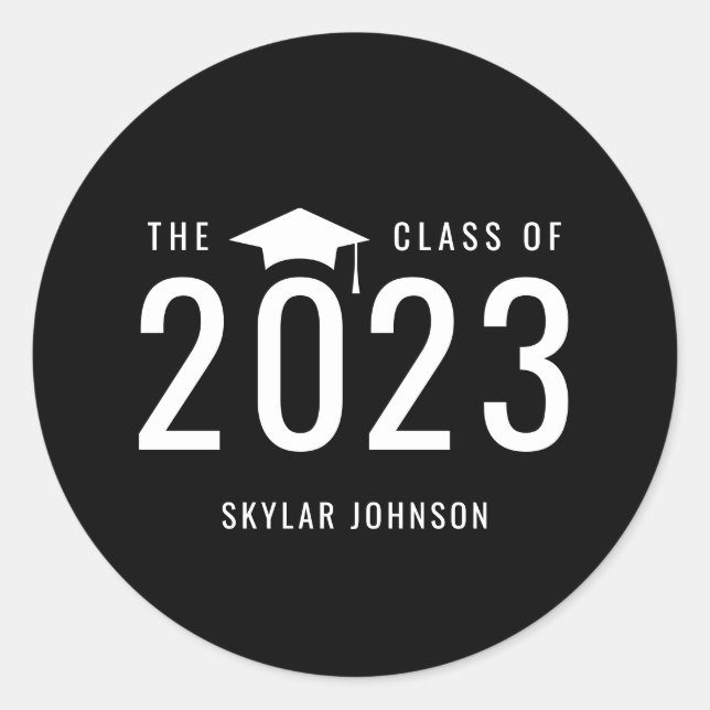 Chic Stripes EDITABLE COLOR Graduation Stickers (Front)