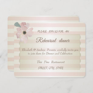 Chic Stripes Flower,Wedding Rehearsal Dinner Invitation