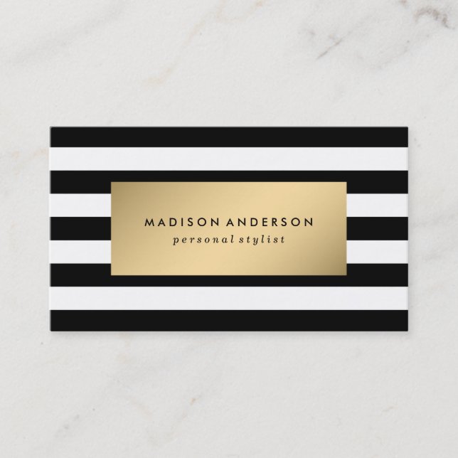 Chic Stripes in Gold | Business Cards (Front)