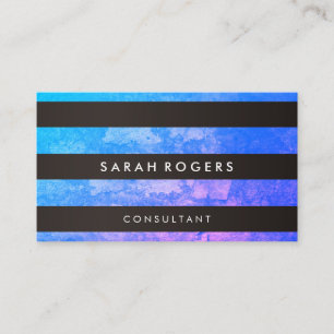 Chic Stripes Pattern Grunge Blue Purple Business Card
