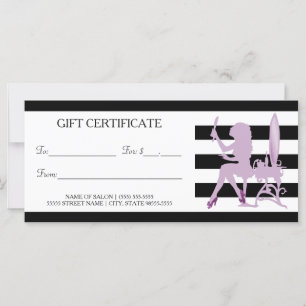 Chic Stripes Purple Girl Salon Gift Certificate