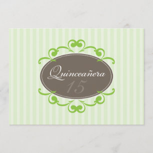 Chic Stripes Quinceanera Invitation (green apple)