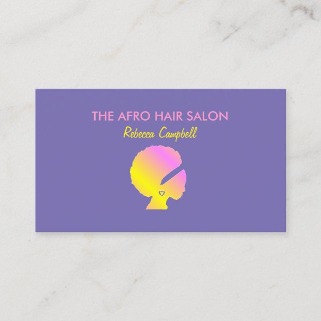Chic stylish afro hair blue business card (Front)