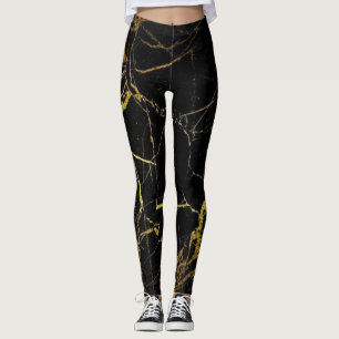 Chic stylish Black and Gold veined Leggings