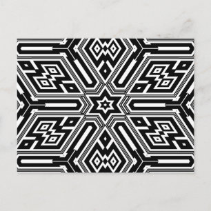 Chic Stylish Black White Modern Geometric Postcard