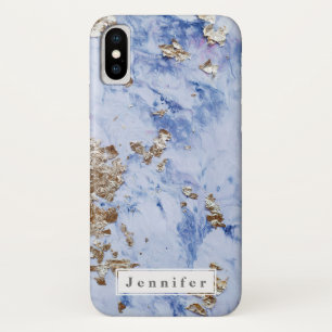 Chic Stylish blue golden marble personalised iPhone X Case
