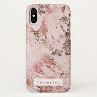 Chic Stylish blush pink golden marble personalised