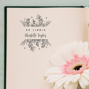 Chic & Stylish Botanical Custom Library Books  Rubber Stamp