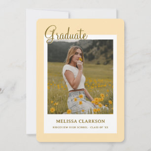 Chic Stylish Butter Yellow Photo Graduation Party Invitation