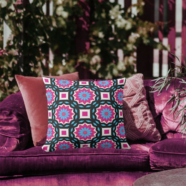 Chic Stylish Colourful Mosaic Geometric Pattern Cushion (Creator Uploaded)