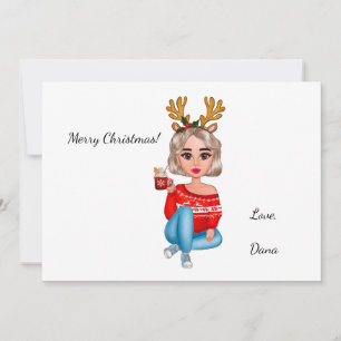 Chic Stylish Cozy Woman Christmas Holiday Card