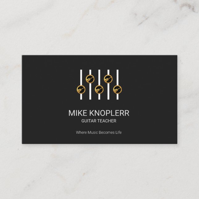 Chic Stylish Creative Gold Guitar Equalizer Panel Business Card (Front)