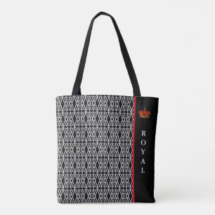 Chic stylish diamond pattern in black & white tote bag