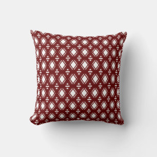 Chic Stylish Diamonds in Maroon & White Cushion