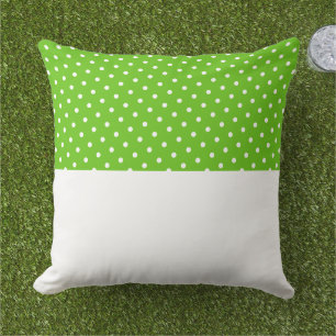 Chic Stylish Dots White Bright Green Colour Block Cushion