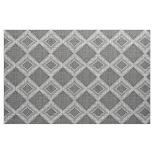 Chic Stylish Grey Faux Batik Linen Squares Pattern Fabric