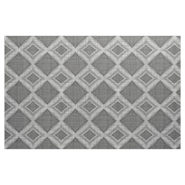 Chic Stylish Grey Faux Batik Linen Squares Pattern Fabric (Fat Quarter)
