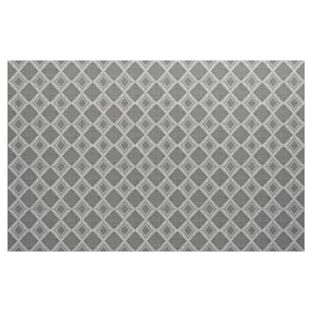 Chic Stylish Grey Faux Batik Linen Squares Pattern Fabric (Fat Quarter)