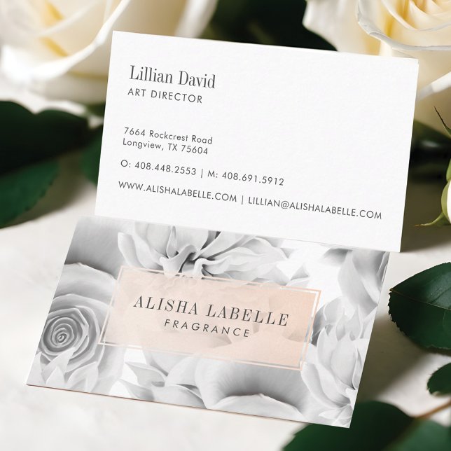 Chic & Stylish Grey Floral Botanical Business Card (Chic & Stylish Grey Floral Botanical Business Card)