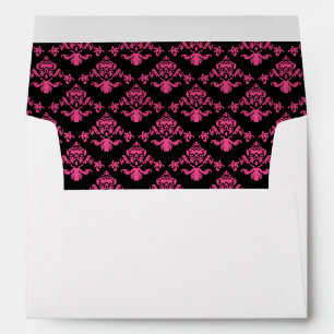 Chic Stylish Hot Pink and Black Damask Envelope