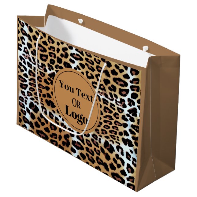 Chic Stylish Leopard Animal Print Custom Business Large Gift Bag (Front Angled)