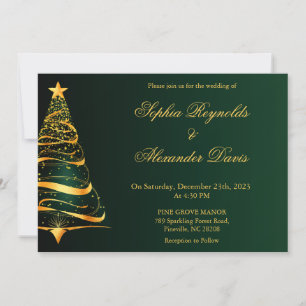 Chic Stylish Minimalistic Christmas tree wedding Invitation