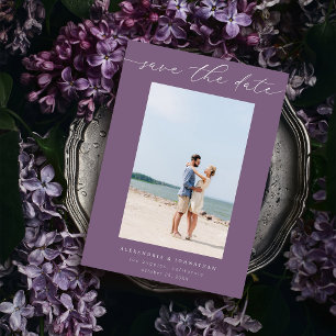 Chic Stylish Mod Photo Save the Date 3 - Purple Invitation