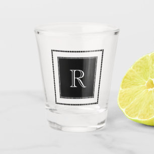 CHIC & STYLISH_MODERN BLACK AND WHITE MONOGRAM SHOT GLASS