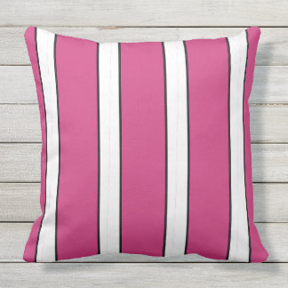 CHIC & STYLISH_MODERN HOT PINK & WHTIE STRIPES CUSHION