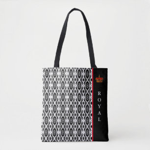 Chic stylish oval geometric shape in black & white tote bag