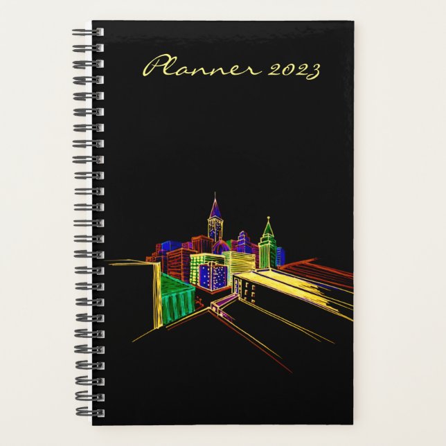 Chic Stylish Planner Vibrant Bright City (Front)