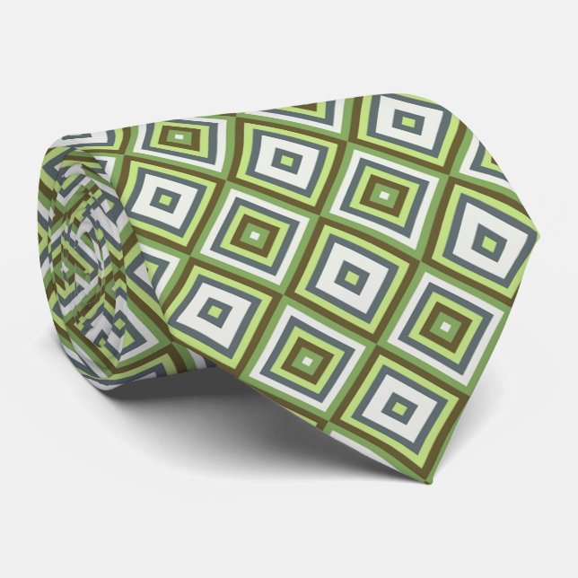 Chic Stylish Retro Midcentury Mosaic Art Pattern Tie (Rolled)