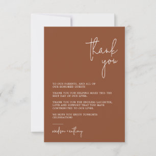 Chic Stylish Terracotta Modern Photo Wedding Thank You Card
