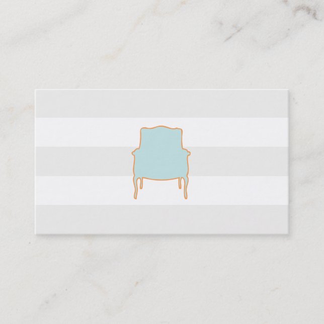 Chic Subtle Stripes French Chair  Business Card (Front)