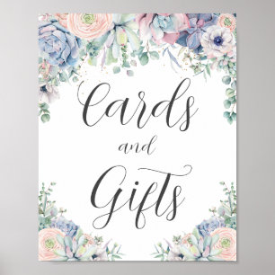 Chic  Succulents Blush Floral Wedding Cards Gifts  Poster