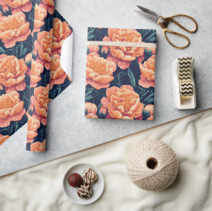 Chic Summer Peonies Flower Wrapping Paper